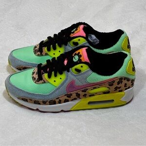 Nike Air Max 90 LX Illusion Green CW3499-300 Women’s 8 90s Rave Denim Leopard
